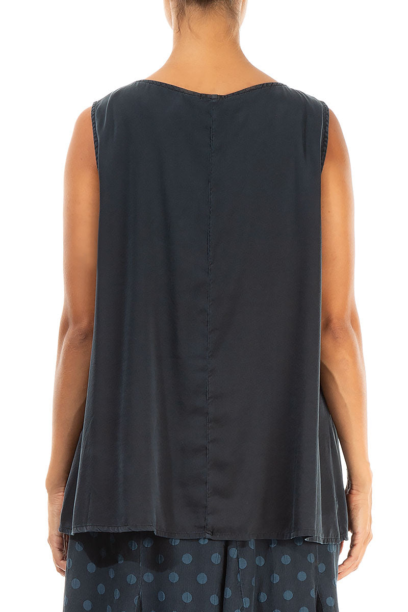 Sleeveless Midnight Blue Silk Top