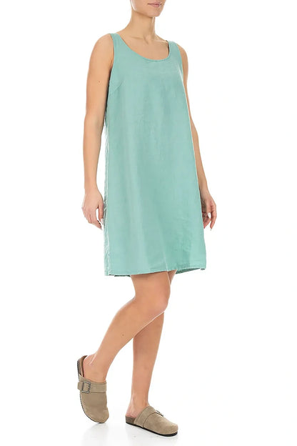Sleeveless Mint Linen Dress 3