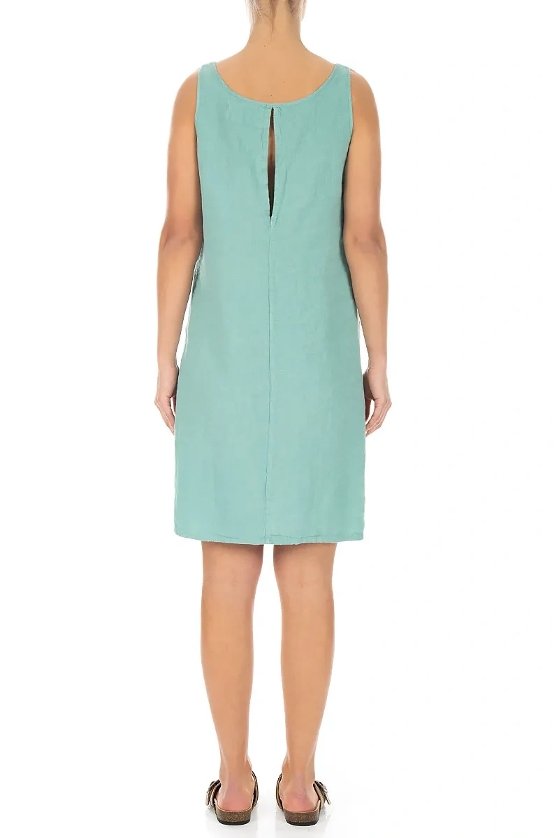 Sleeveless Mint Linen Dress 2