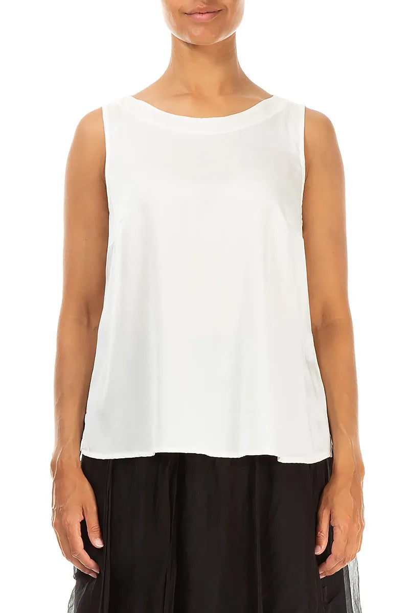 Sleeveless Off White Silk Top 1