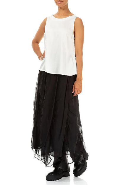 Ärmelloses, cremefarbenes Seidentop