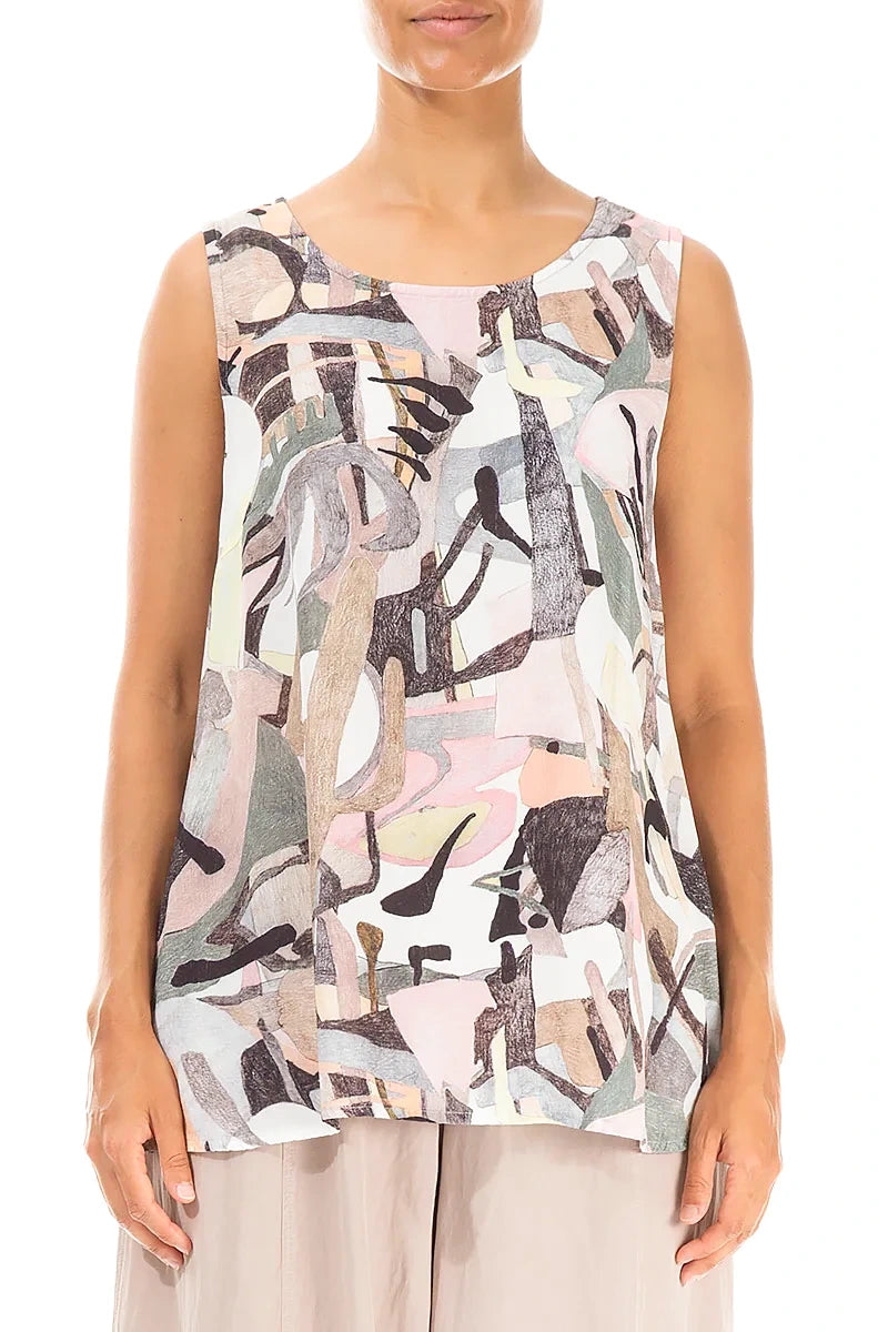 Sleeveless Pastel Art Viscose Top 1