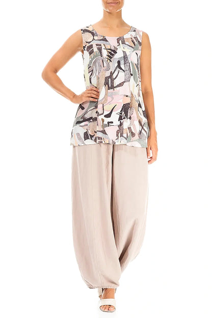 Sleeveless Pastel Art Viscose Top 4