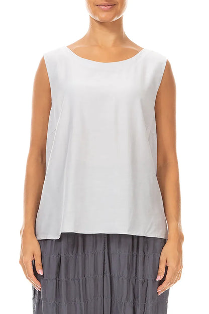 Sleeveless Pearl Grey Silk Bamboo Top 1