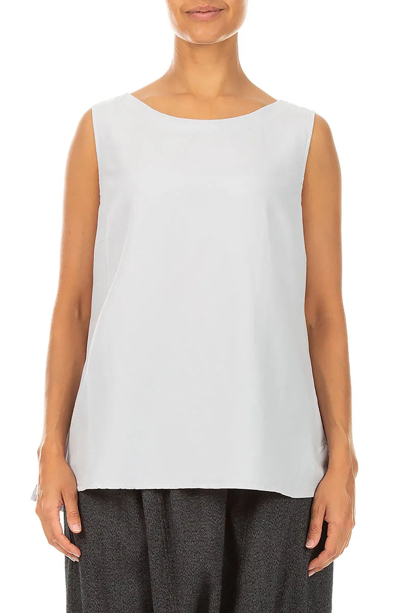 Sleeveless Pearl Grey Silk Cotton Blouse