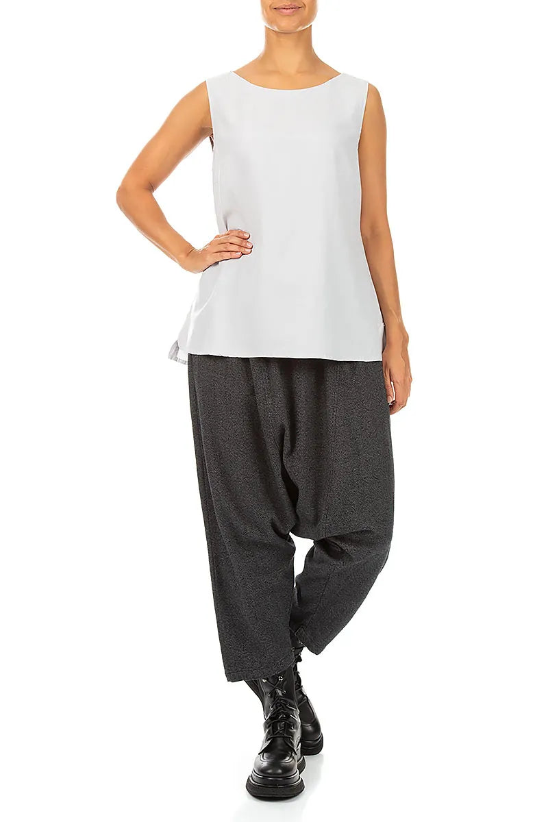 Sleeveless Pearl Grey Silk Cotton Blouse
