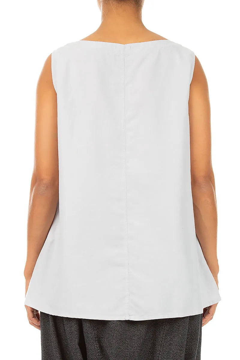 Sleeveless Pearl Grey Silk Cotton Blouse