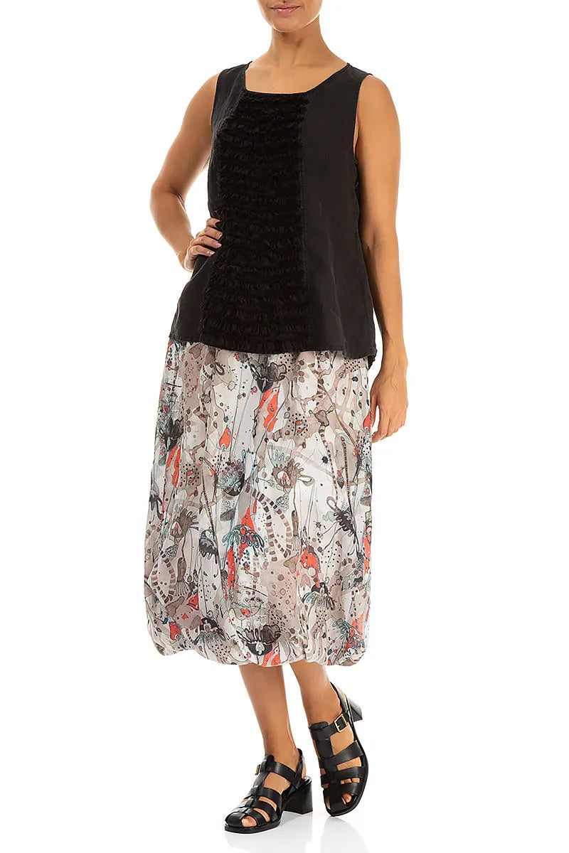 Sleeveless Ruffled Black Linen Top 5