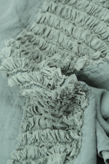 Sleeveless Ruffled Sage Linen Top 5