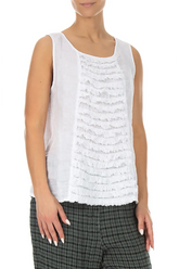 Sleeveless Ruffled White Linen Top 3