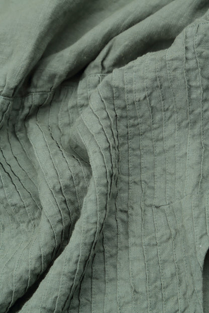 Ärmelloses Leinenkleid Sage Pintuck