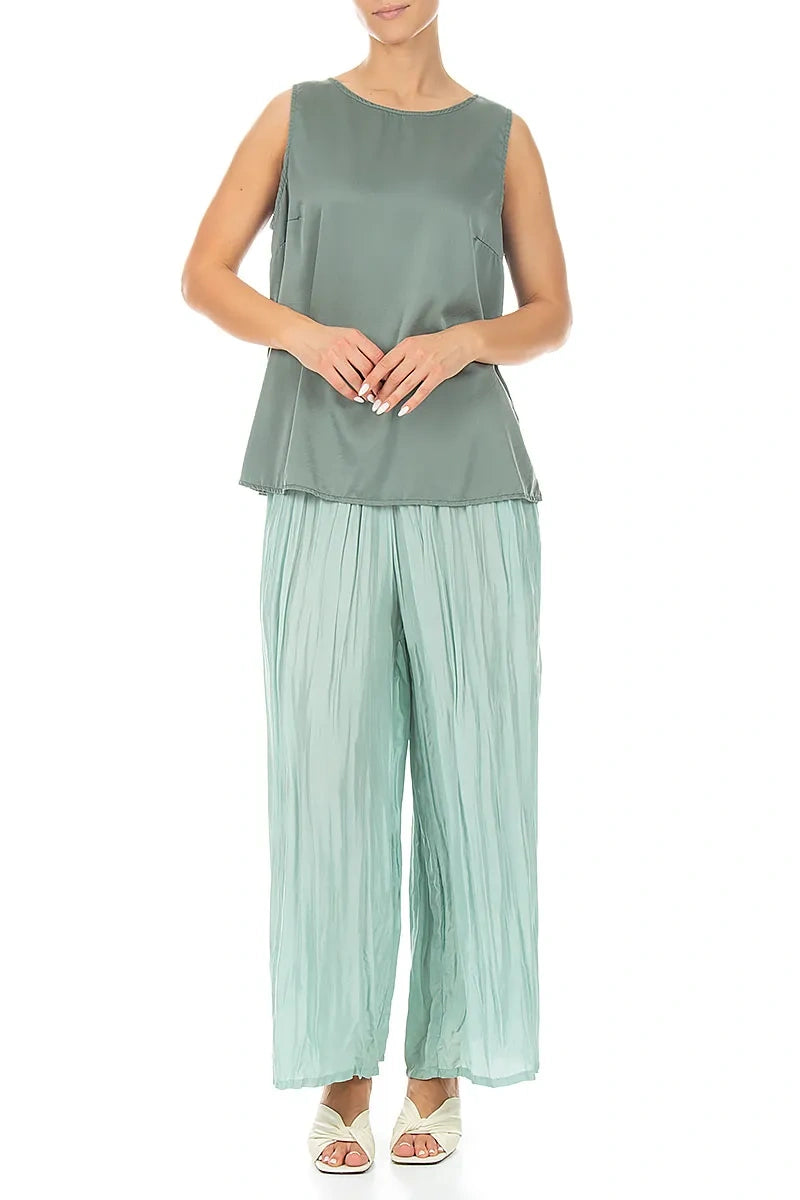 Sleeveless Sage Silk Top 4