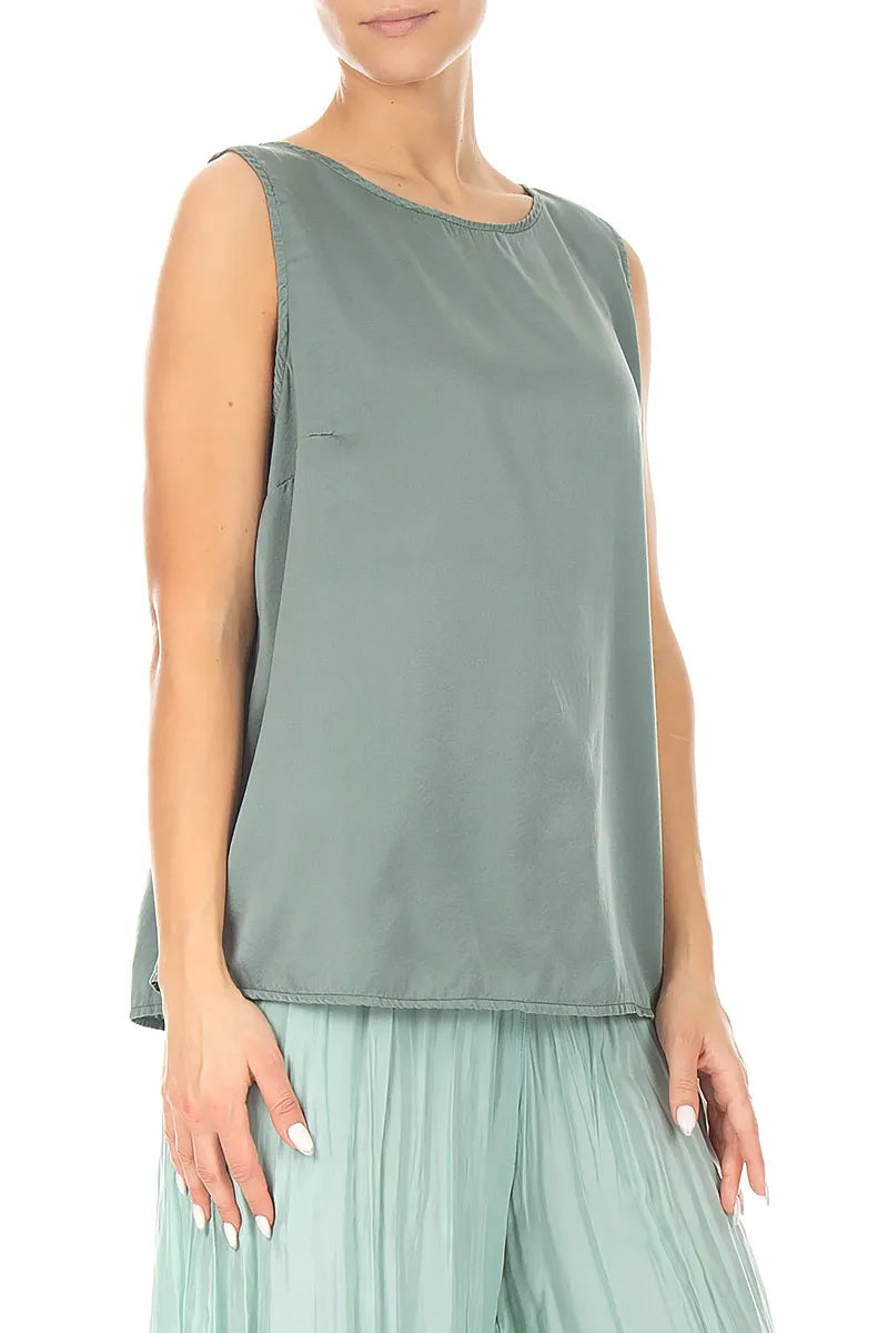 Sleeveless Sage Silk Top 3