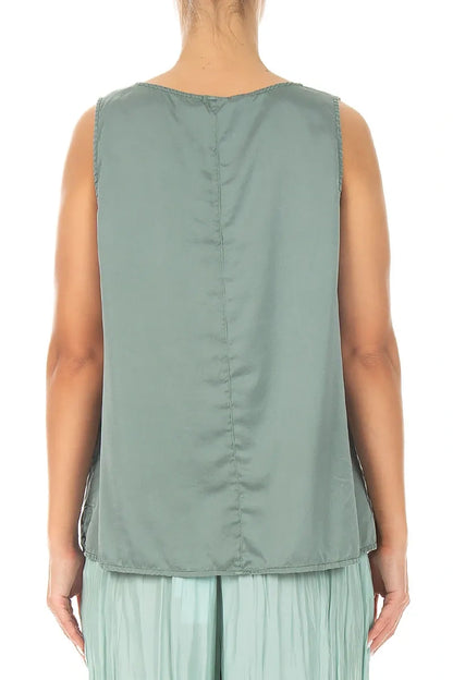 Sleeveless Sage Silk Top 2