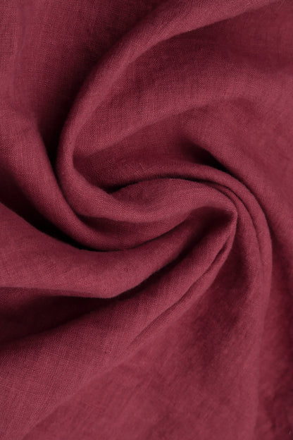 Sleeveless Sculpted Antique Ruby Linen Dress 5