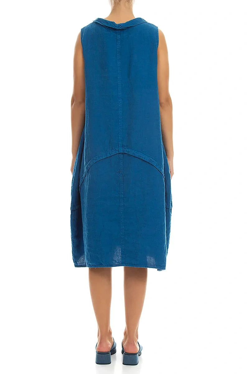 Sleeveless Sculpted Cobalt Blue Linen Dress grizas.com Sleeveless Sculpted Cobalt Blue Linen Dress grizas.com