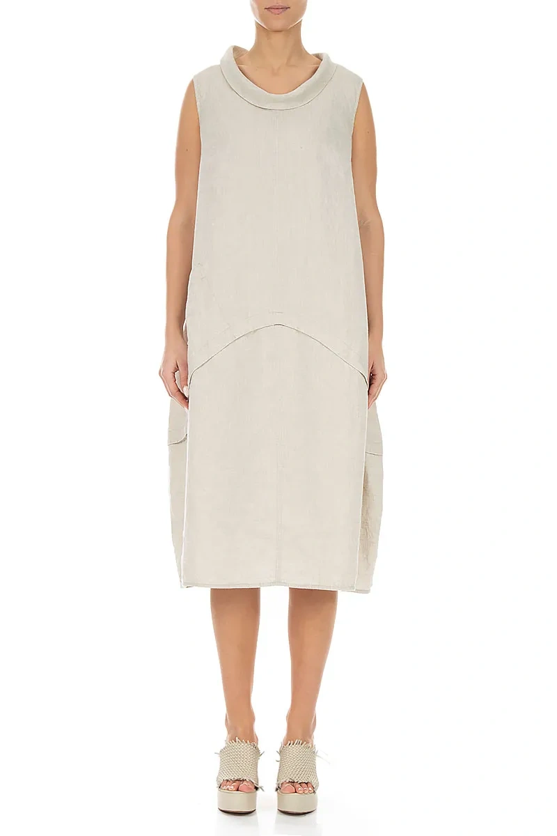 Sleeveless Sculpted Natural Linen Dress