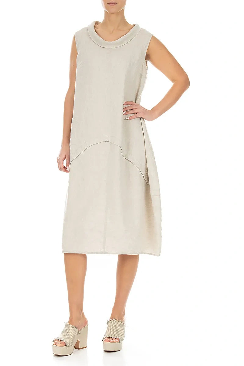 Sleeveless Sculpted Natural Linen Dress 4