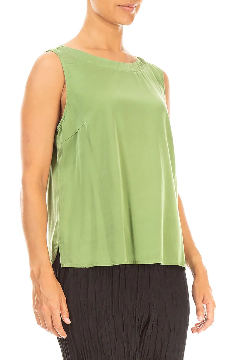 Sleeveless Shamrock Green Silk Top 3