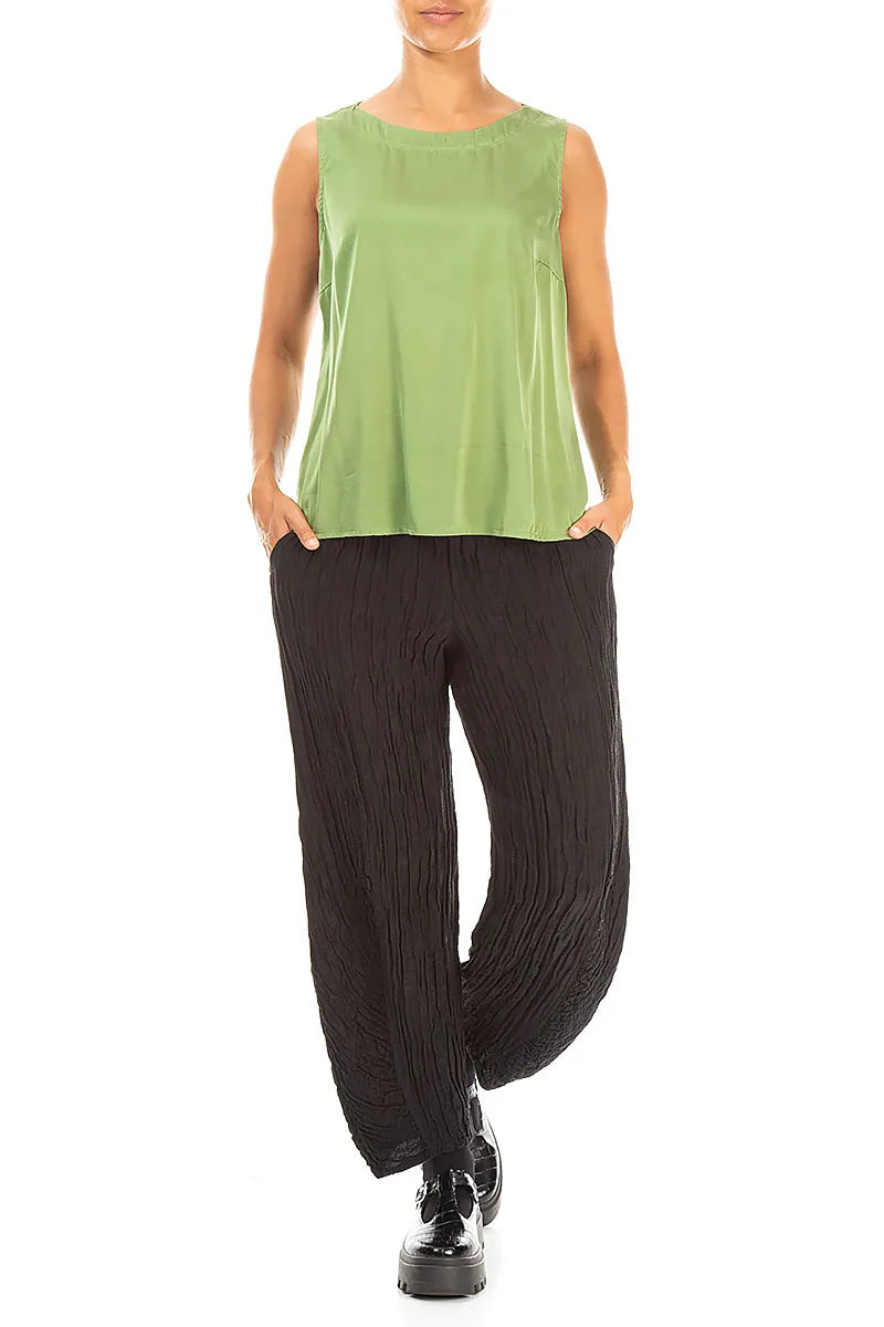 Sleeveless Shamrock Green Silk Top 4