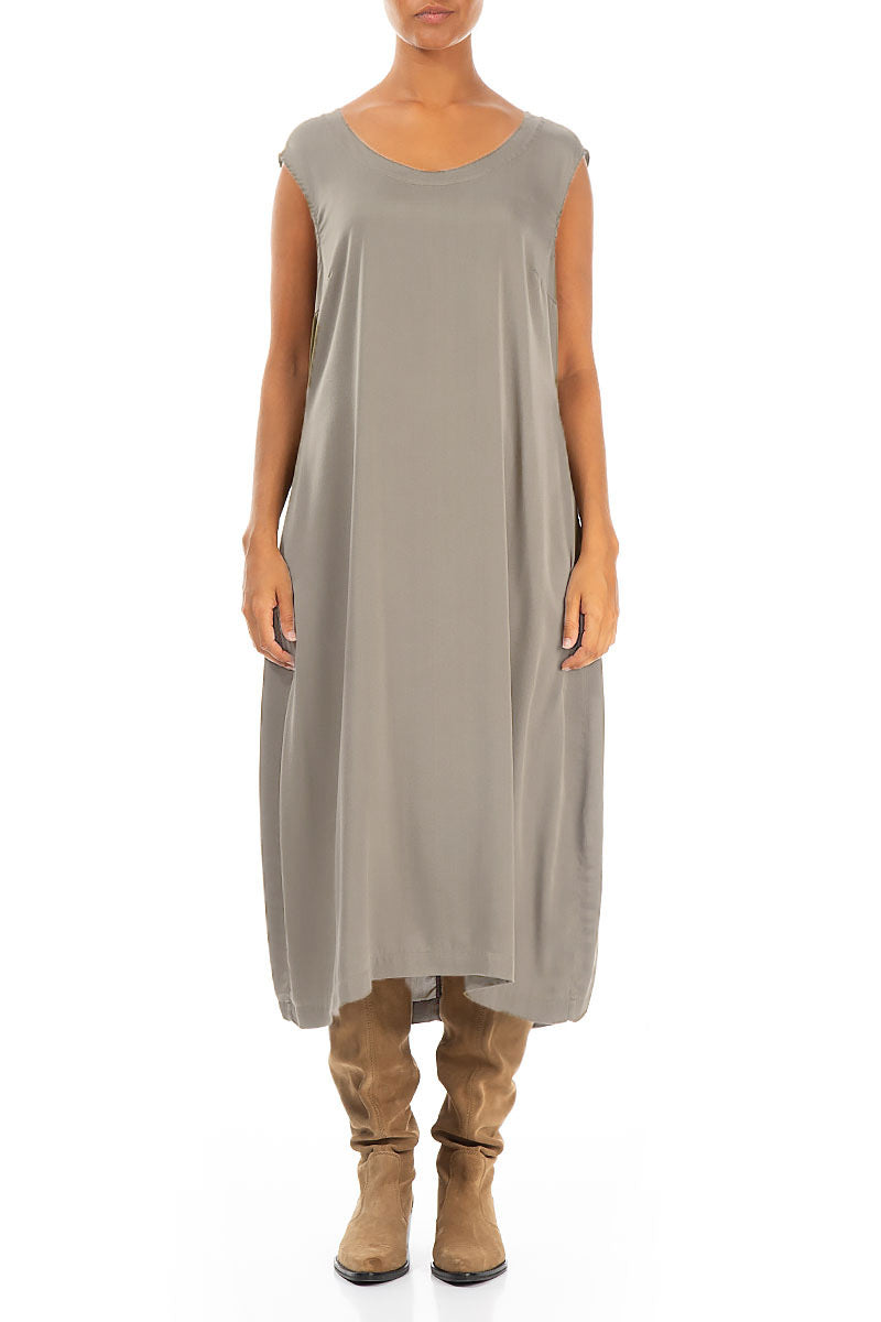 Sleeveless Silver Sage Silk Dress