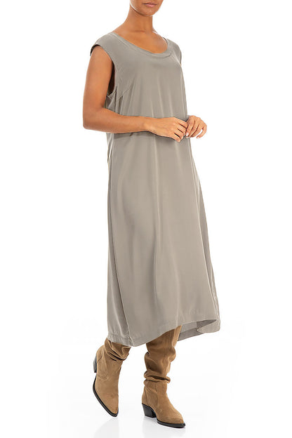 Sleeveless Silver Sage Silk Dress