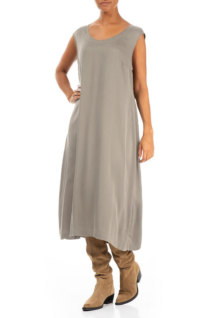 Sleeveless Silver Sage Silk Dress