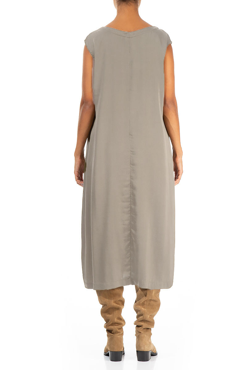 Sleeveless Silver Sage Silk Dress