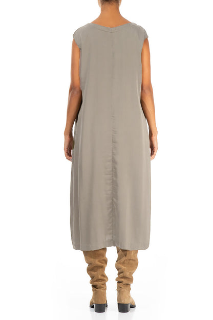 Sleeveless Silver Sage Silk Dress