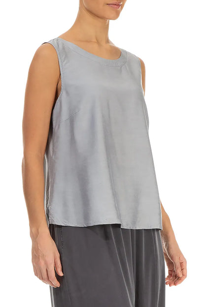 Long Taper Silver Crumpled Silk Velvet Trousers 3