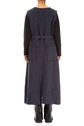 Sleeveless Slate Blue Heavy Linen Dress 2