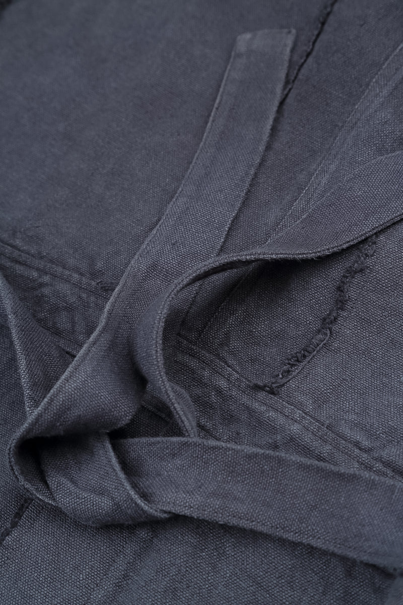 Sleeveless Slate Blue Heavy Linen Dress 5