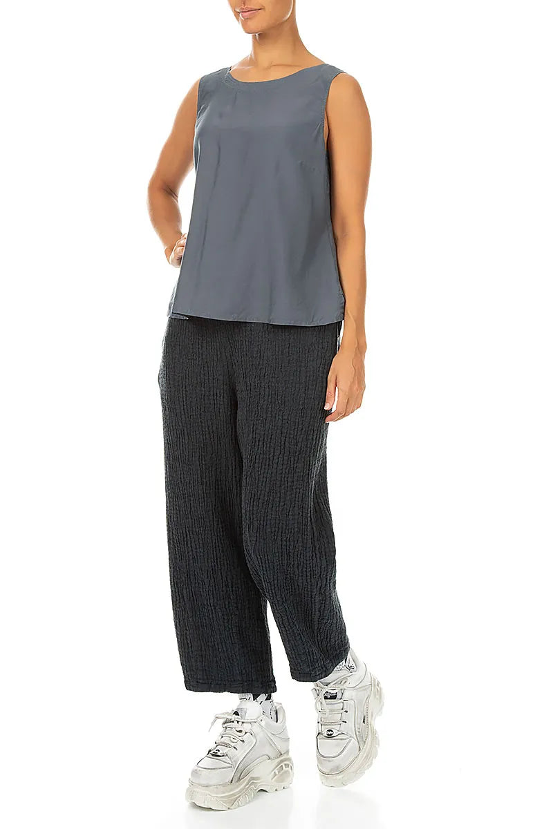 Sleeveless Slate Silk Bamboo Top