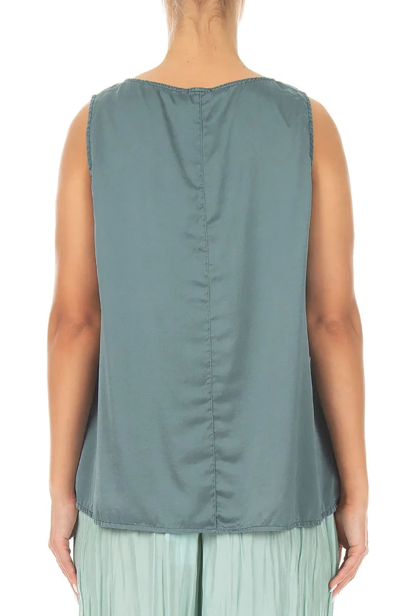 Sleeveless Slate Silk Top 2