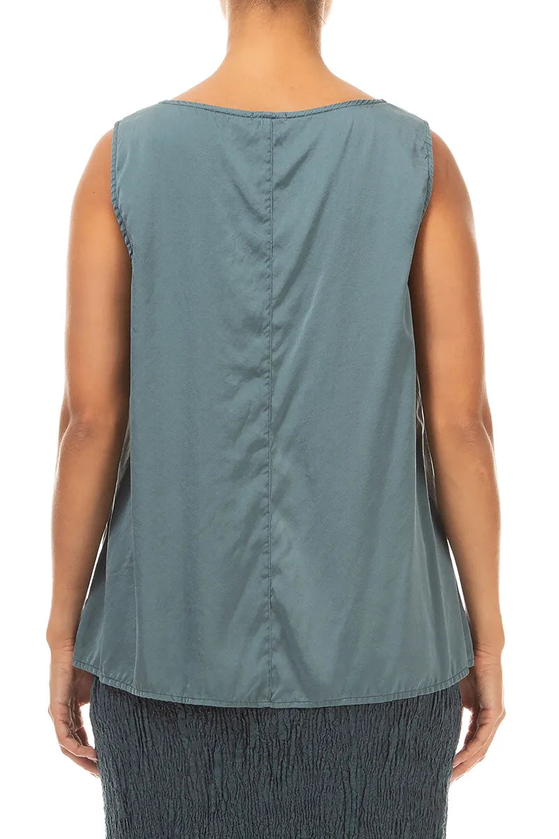 Sleeveless Slate Silk Top 2