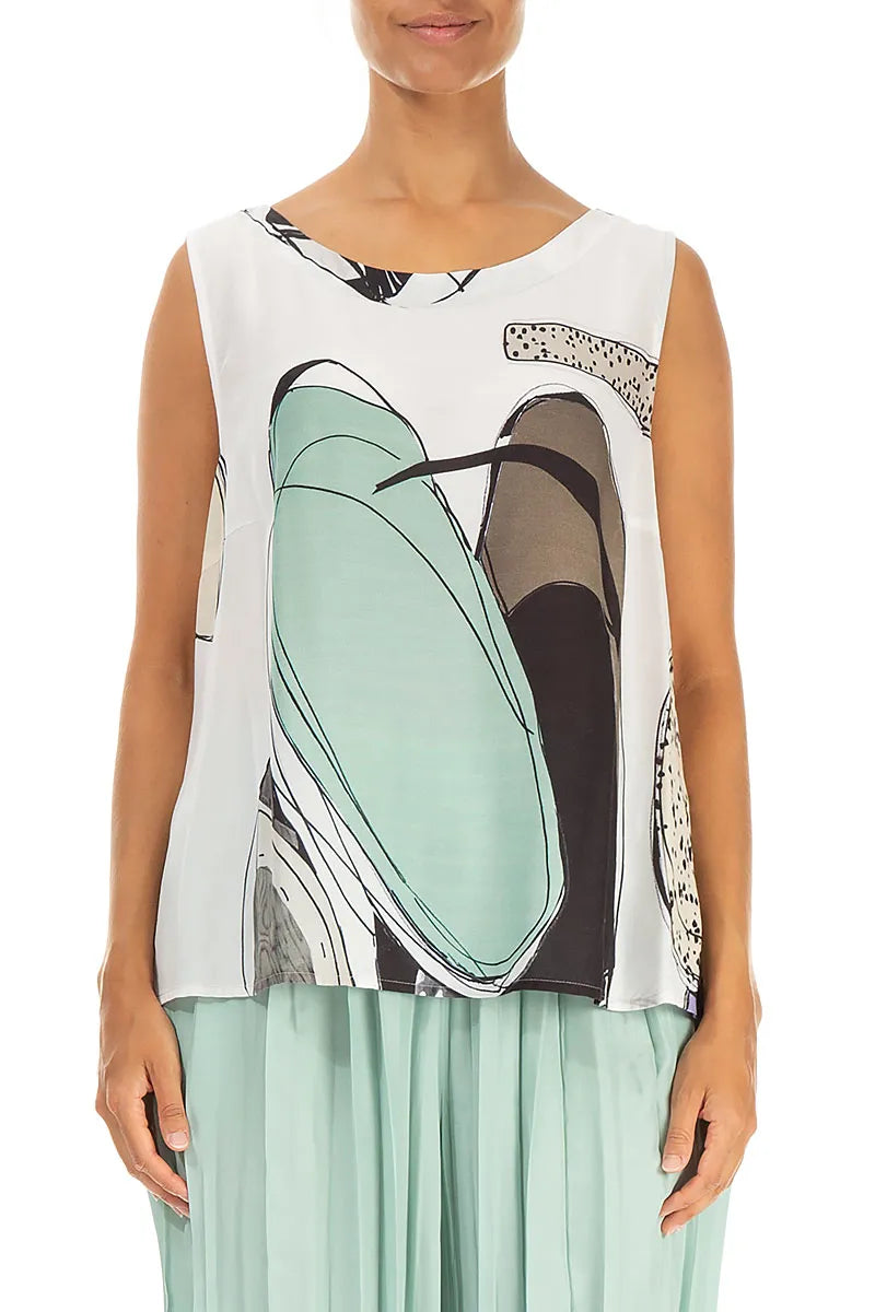 Haut sans manches en soie et bambou à effet pierre roulée