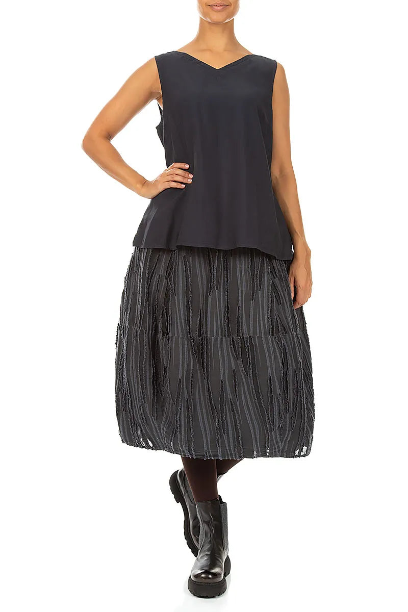 Sleeveless V-Neck Charcoal Silk Bamboo Top 4