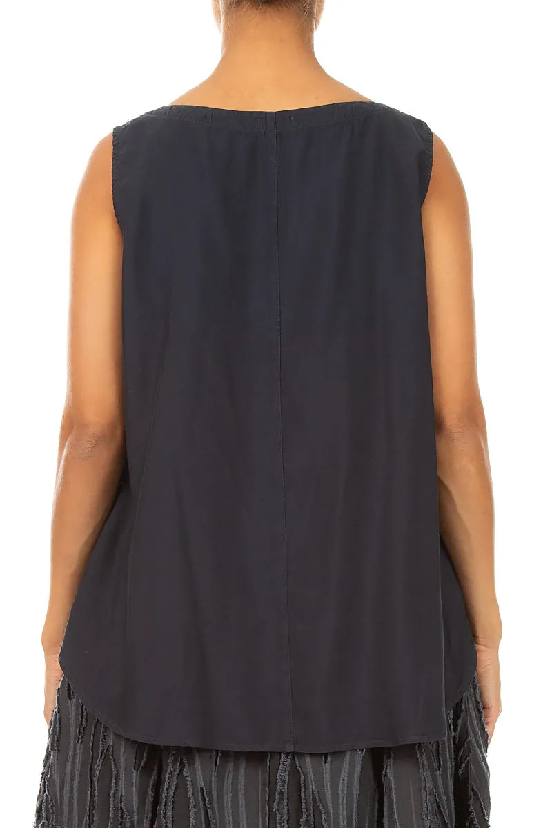 Sleeveless V-Neck Charcoal Silk Bamboo Top