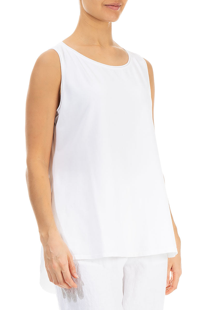 Sleeveless White Cotton Top