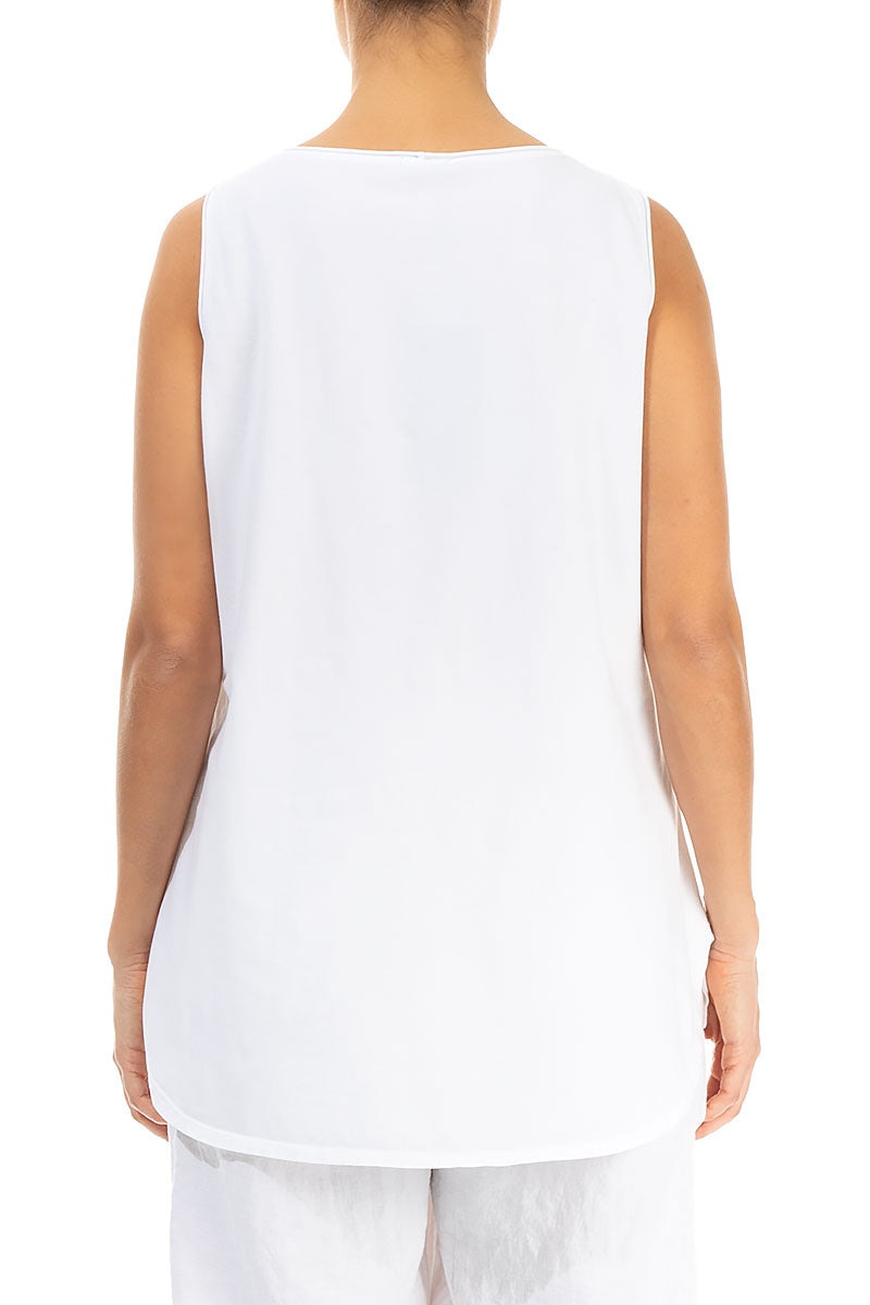 Sleeveless White Cotton Top