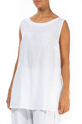 Sleeveless White Linen Top 3