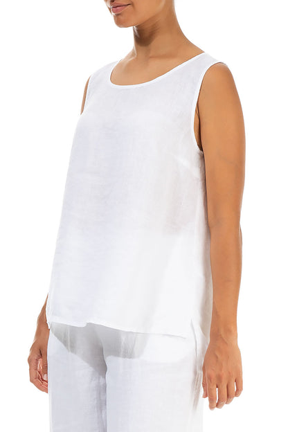 Sleeveless White Linen Top