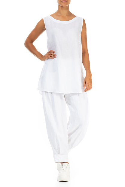 Sleeveless White Linen Top 4