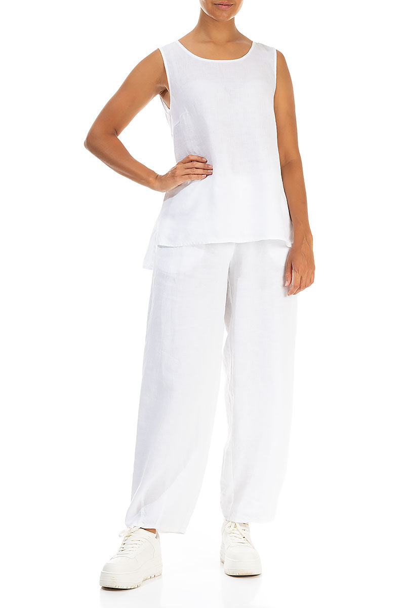 Sleeveless White Linen Top