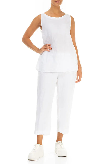 Sleeveless White Linen Top 4