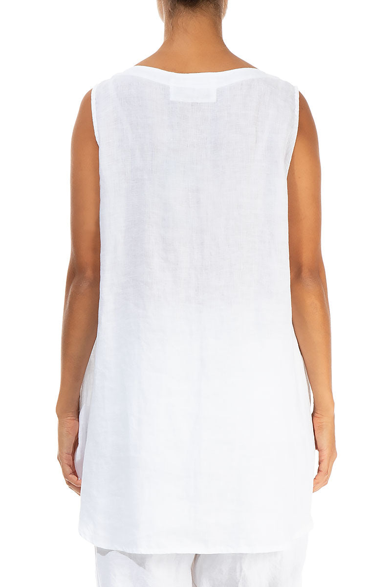 Sleeveless White Linen Top 2