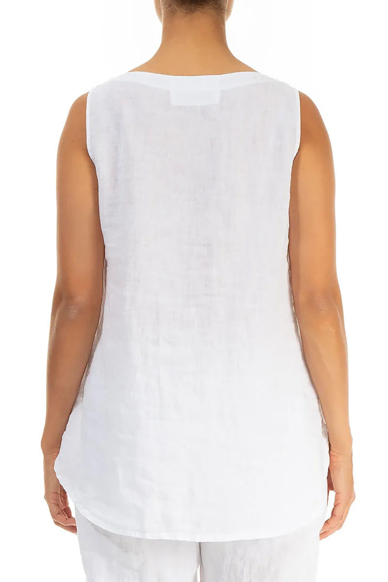 Sleeveless White Linen Top 2