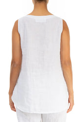 Sleeveless White Linen Top 2