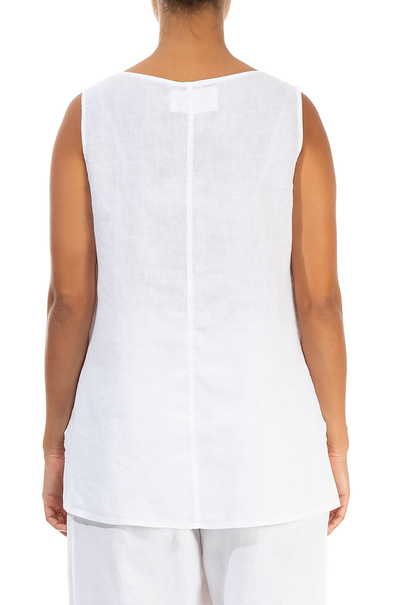 Sleeveless White Linen Top