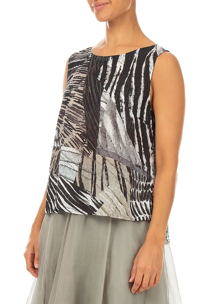 Sleeveless Wild Ink Textured Silk Top